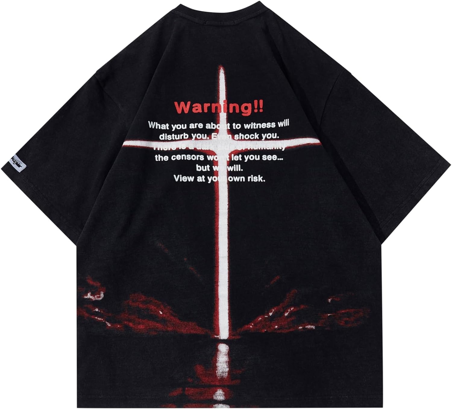 Aelfric Eden Mens Vintage Oversized Tee Shirts Doggy Graphic Print Crewneck Crop Tops Streetwear Cotton Short Sleeve1408black