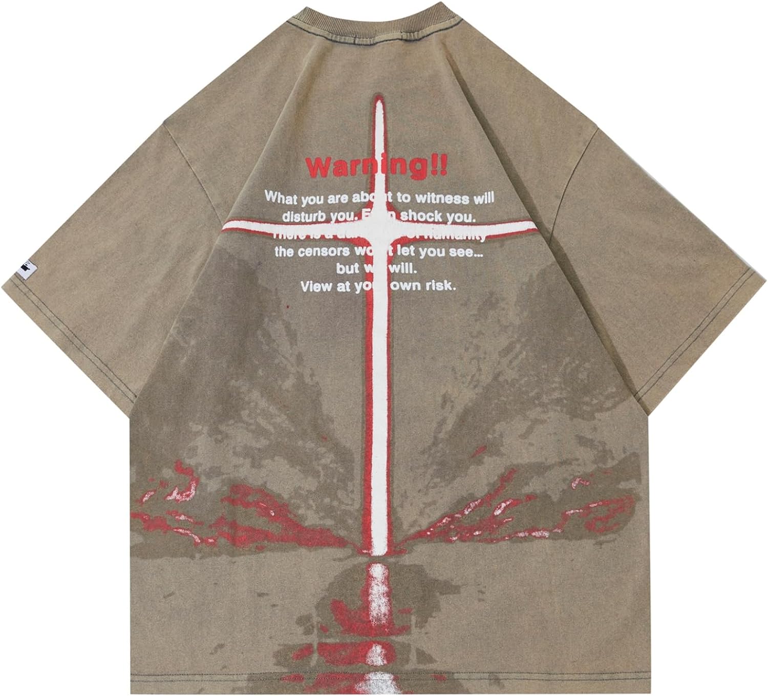 Aelfric Eden Mens Vintage Oversized Tee Shirts Doggy Graphic Print Crewneck Crop Tops Streetwear Cotton Short Sleeve1408khaki
