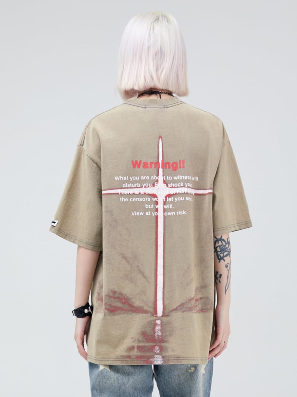 Aelfric Eden Mens Vintage Oversized Tee Shirts Doggy Graphic Print Crewneck Crop Tops Streetwear Cotton Short Sleeve1408khaki