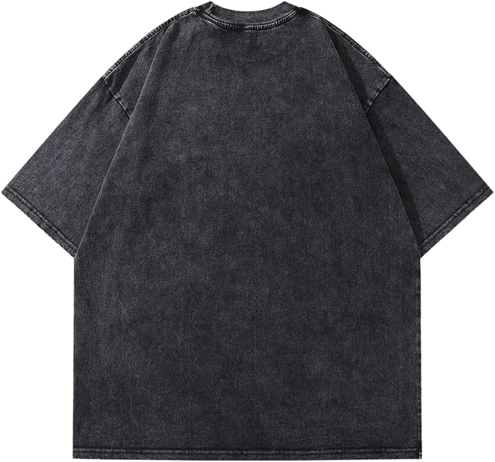 Aelfric Eden Mens Vintage Oversized Tee Shirts Doggy Graphic Print Crewneck Crop Tops Streetwear Cotton Short Sleeve1484black