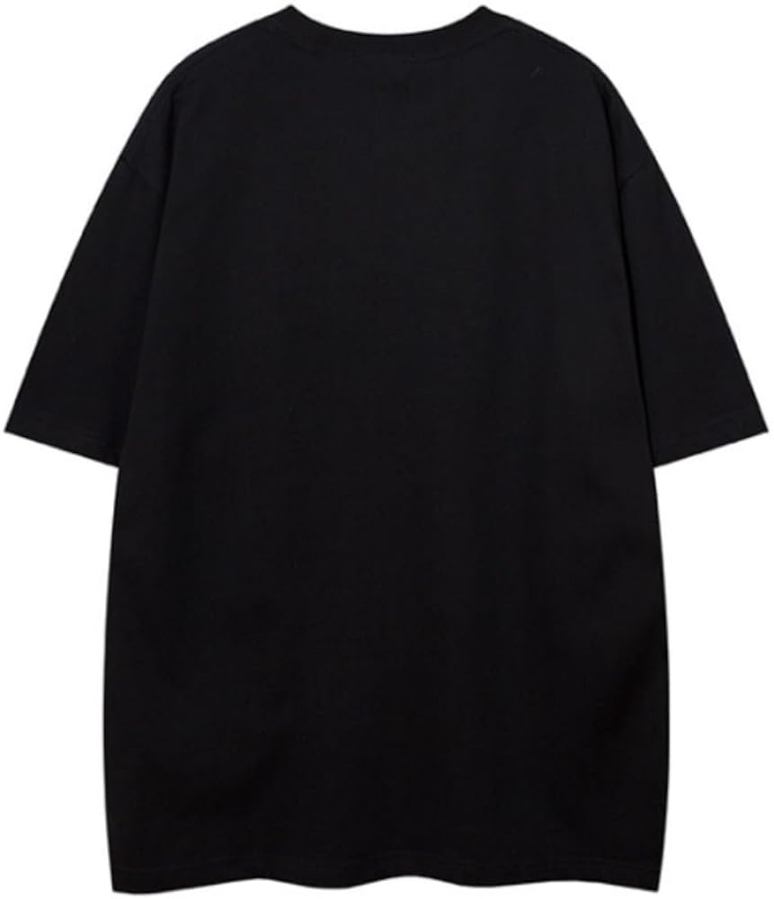 Aelfric Eden Mens Vintage Oversized Tee Shirts Doggy Graphic Print Crewneck Crop Tops Streetwear Cotton Short SleeveAa01black