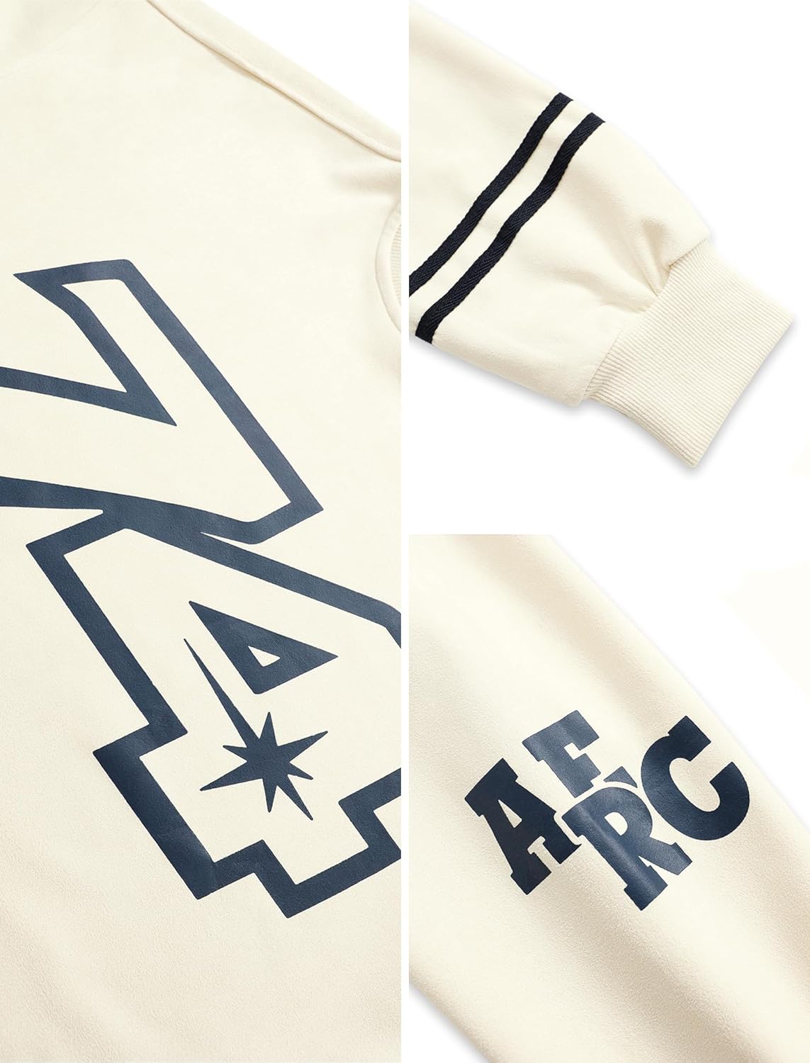 Aelfric Eden Oversized Crewneck Sweatshirts for Men Vintage Graphic Pullover Loose Fit Streetwear Long Sleeve TopBeige