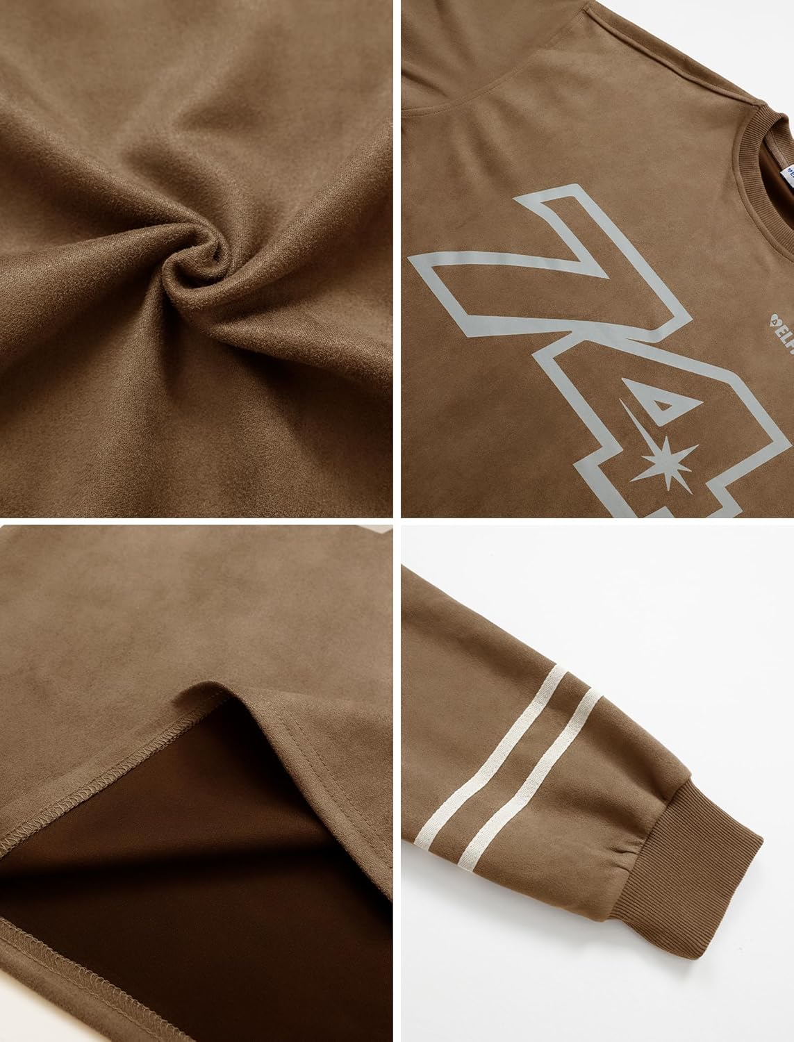 Aelfric Eden Oversized Crewneck Sweatshirts for Men Vintage Graphic Pullover Loose Fit Streetwear Long Sleeve TopBrown