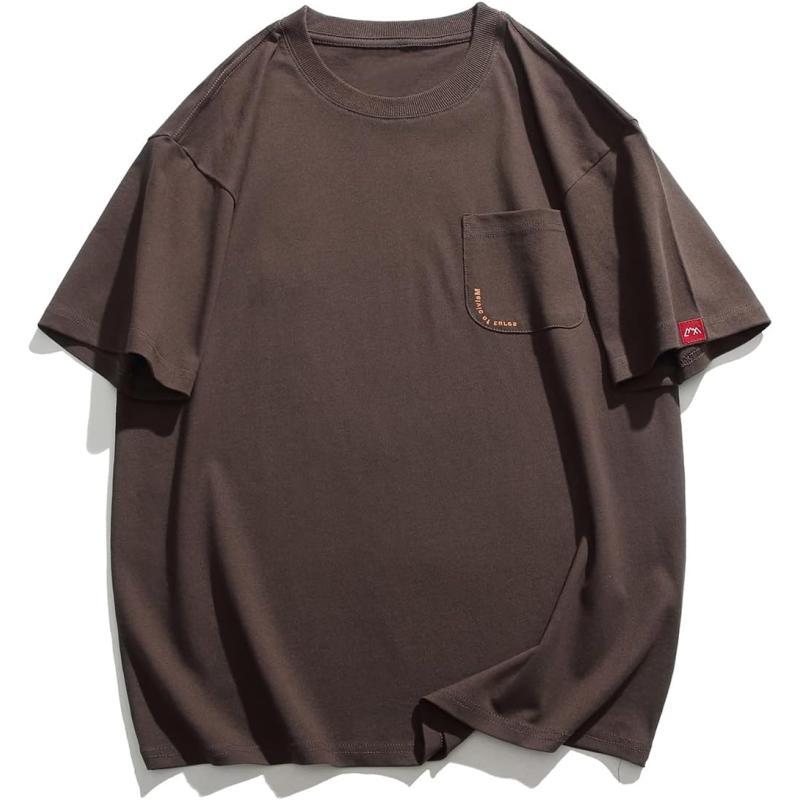 Aelfric Eden Mens Solid Tee 90s Vintage Oversized Shirts Streetwear Short Sleeve Casual Tops26coffee