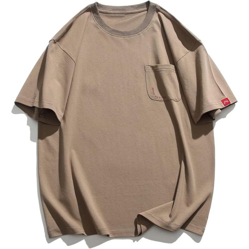 Aelfric Eden Mens Solid Tee 90s Vintage Oversized Shirts Streetwear Short Sleeve Casual Tops26khaki