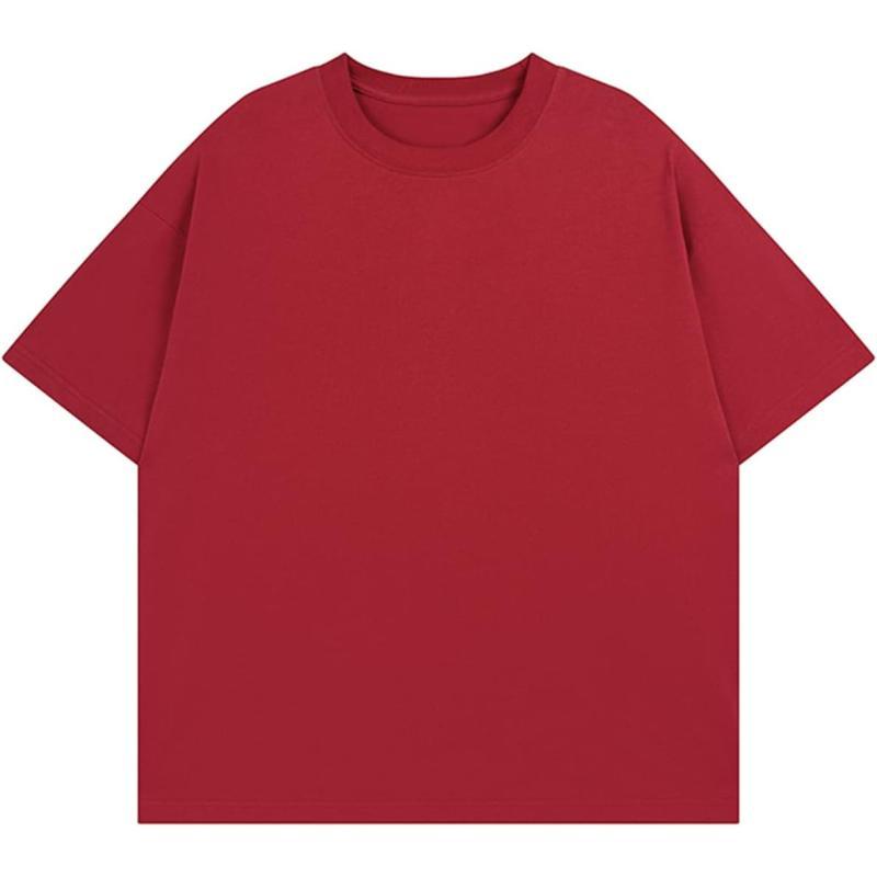 Aelfric Eden Mens Solid Tee 90s Vintage Oversized Shirts Streetwear Short Sleeve Casual TopsA2winered