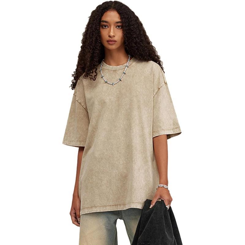 Aelfric Eden Mens Solid Tee 90s Vintage Oversized Shirts Streetwear Short Sleeve Casual TopsA3khaki