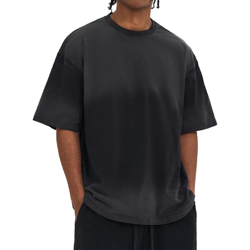 Aelfric Eden Mens Solid Tee 90s Vintage Oversized Shirts Streetwear Short Sleeve Casual TopsA6gradient Black