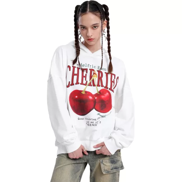 Aelfric Eden Cherry Graphic Hoodies Streetwear Hooded Sweatshirt Pullover Hip Hop Fashion Hoodies Unisex2white