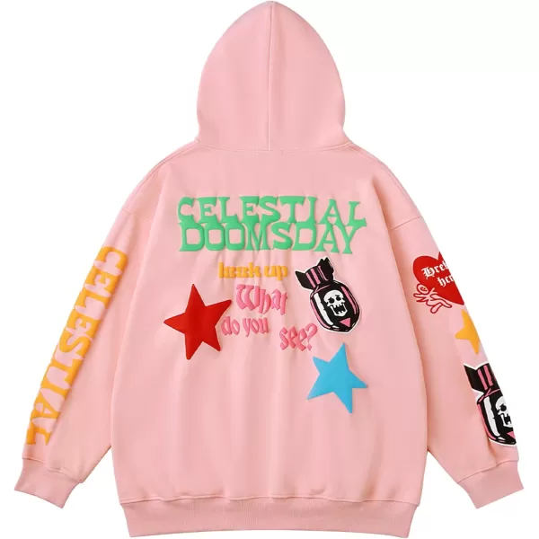 Aelfric Eden Graphic Hoodies for Women Vintage Printed Hoodie Sweatshirt Y2K Oversized Long Sleeve with PocketPink