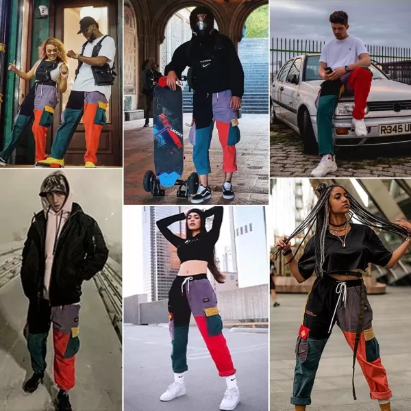 Aelfric Eden Mens Cargo Pants Patchwork MultiPockets Outdoor Fashion Casual Jogger Pants Streetwear with Drawstring01muticolor