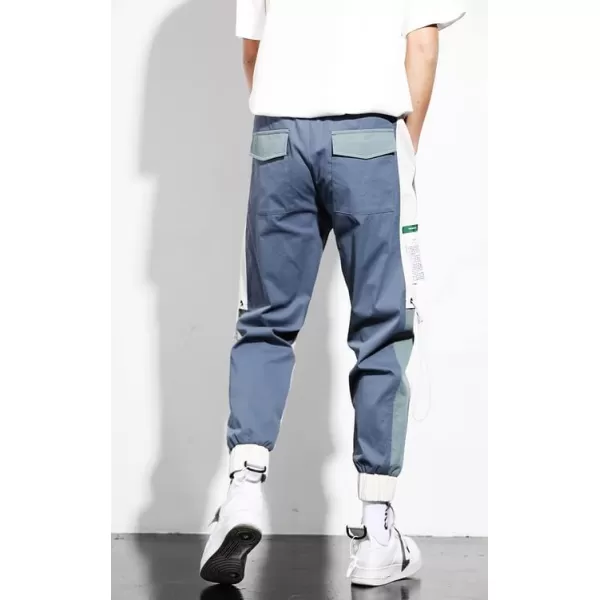 Aelfric Eden Mens Cargo Pants Patchwork MultiPockets Outdoor Fashion Casual Jogger Pants Streetwear with Drawstring416blueampwhite