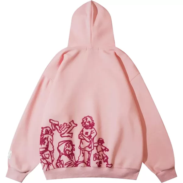 Aelfric Eden Mens Graphic Hoodies Y2k Hoodies Oversized Streetwear Hoodie Sweatshirt Casual Harajuku Hooded Pullover03pink