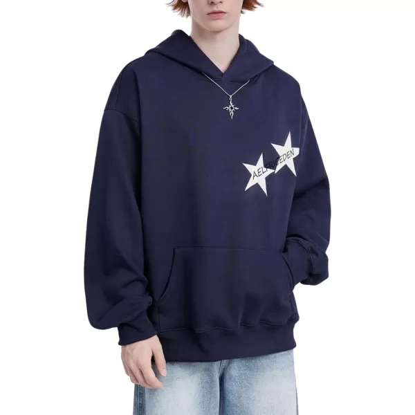 Aelfric Eden Mens Graphic Oversized Hoodie Cartoon Character Print Streetwear Casual hoodies y2k Hooded Sweatshirt1410dark Blue