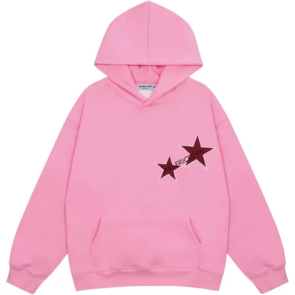 Aelfric Eden Mens Graphic Oversized Hoodie Cartoon Character Print Streetwear Casual hoodies y2k Hooded Sweatshirt1410pink