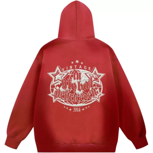 Aelfric Eden Mens Graphic Oversized Hoodie Cartoon Character Print Streetwear Casual hoodies y2k Hooded SweatshirtC05red