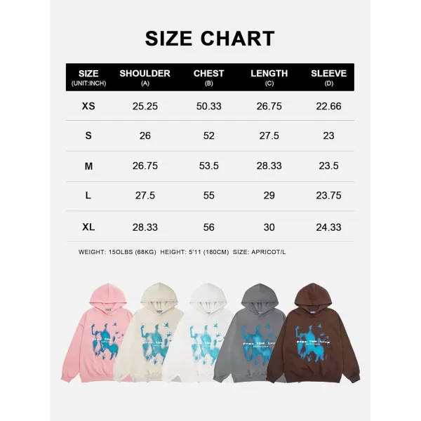 Aelfric Eden Mens Graphic Oversized Hoodie Print Streetwear Casual hoodies y2k Hooded SweatshirtK01apricot