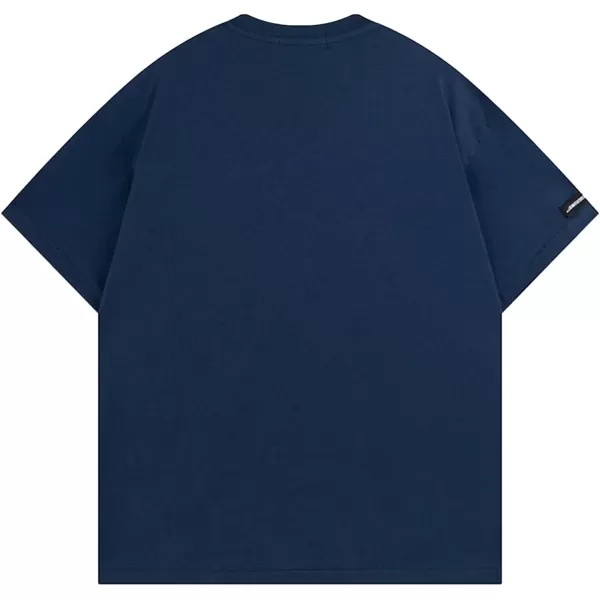 Aelfric Eden Mens Japanese Casual Short Sleeves Graphic Print Shirts Unisex Vintage TeeD01food Lettersnavyblue