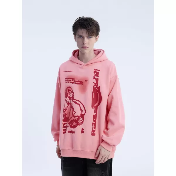 Aelfric Eden Mens Novelty Cartoon Graphic Hoodies Streetwear Hooded Sweatshirt Pullover Hip Hop Fashion Hoodies Unisex05pink