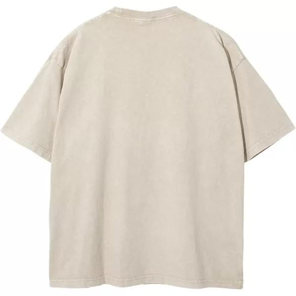 Aelfric Eden Mens Solid Tee 90s Vintage Oversized Shirts Streetwear Short Sleeve Casual Tops20beige