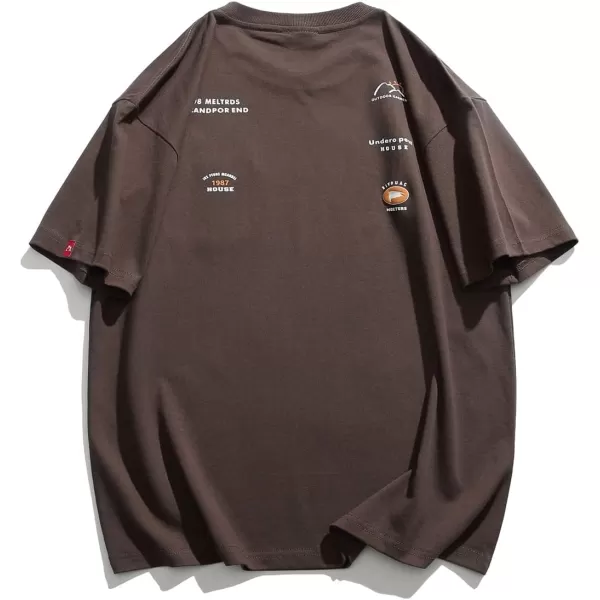 Aelfric Eden Mens Solid Tee 90s Vintage Oversized Shirts Streetwear Short Sleeve Casual Tops26coffee