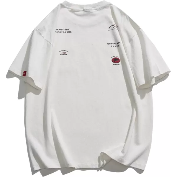 Aelfric Eden Mens Solid Tee 90s Vintage Oversized Shirts Streetwear Short Sleeve Casual Tops26white