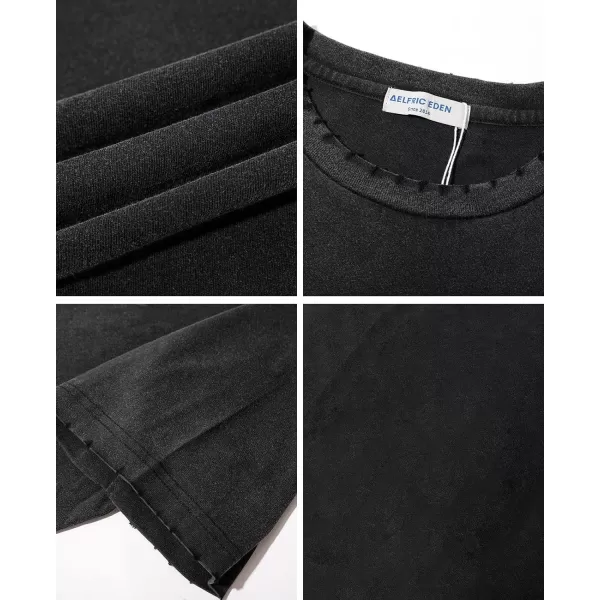 Aelfric Eden Mens Solid Tee 90s Vintage Oversized Shirts Streetwear Short Sleeve Casual TopsA1black