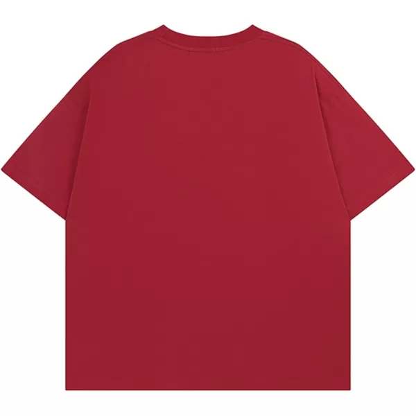 Aelfric Eden Mens Solid Tee 90s Vintage Oversized Shirts Streetwear Short Sleeve Casual TopsA2winered