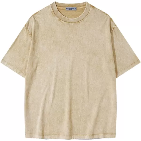 Aelfric Eden Mens Solid Tee 90s Vintage Oversized Shirts Streetwear Short Sleeve Casual TopsA3khaki