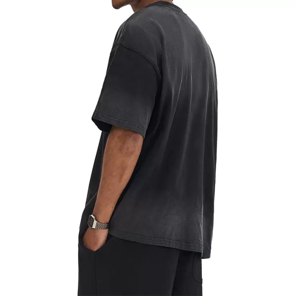 Aelfric Eden Mens Solid Tee 90s Vintage Oversized Shirts Streetwear Short Sleeve Casual TopsA6gradient Black