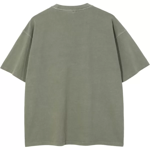 Aelfric Eden Mens Solid Tee 90s Vintage Oversized Shirts Streetwear Short Sleeve Casual TopsB6greygreen