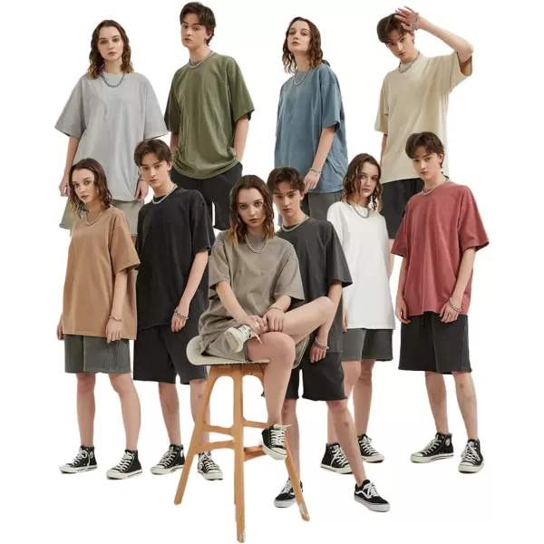 Aelfric Eden Mens Solid Tee 90s Vintage Oversized Shirts Streetwear Short Sleeve Casual TopsB6white