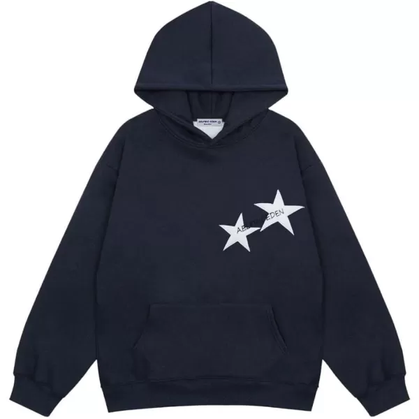 Aelfric Eden Mens Star Oversized Hoodie Print Streetwear Casual hoodies y2k Hooded Sweatshirt1410dark Blue