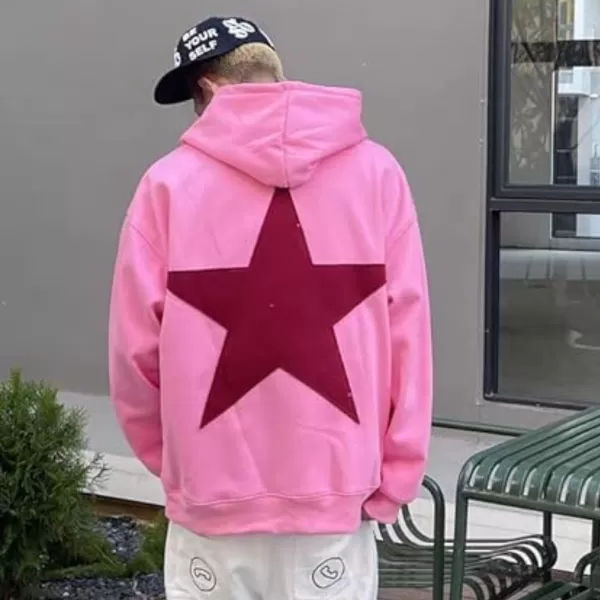 Aelfric Eden Mens Star Oversized Hoodie Print Streetwear Casual hoodies y2k Hooded Sweatshirt1410pink