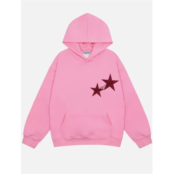 Aelfric Eden Mens Star Oversized Hoodie Print Streetwear Casual hoodies y2k Hooded Sweatshirt1410pink