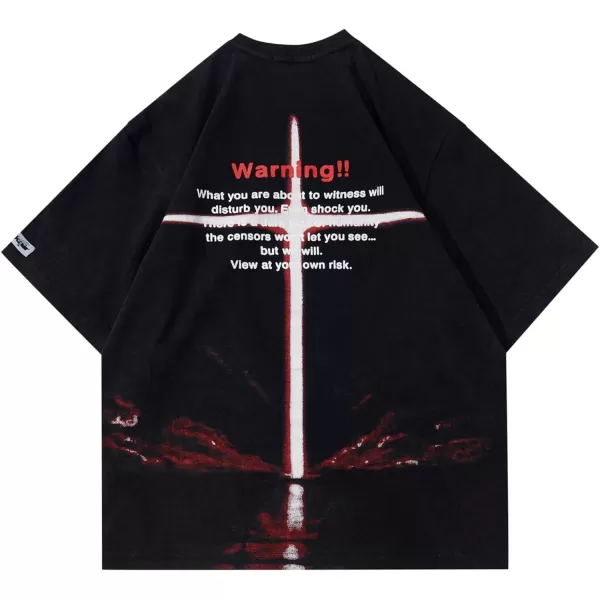 Aelfric Eden Mens Vintage Oversized Tee Shirts Doggy Graphic Print Crewneck Crop Tops Streetwear Cotton Short Sleeve1408black