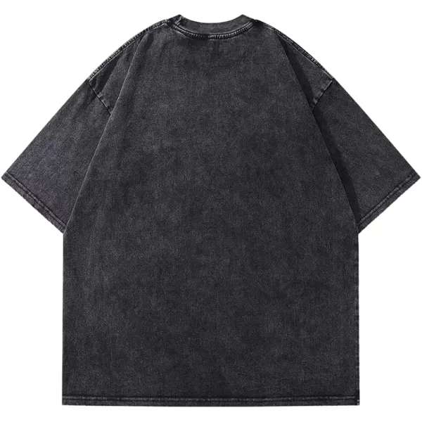 Aelfric Eden Mens Vintage Oversized Tee Shirts Doggy Graphic Print Crewneck Crop Tops Streetwear Cotton Short Sleeve1484black