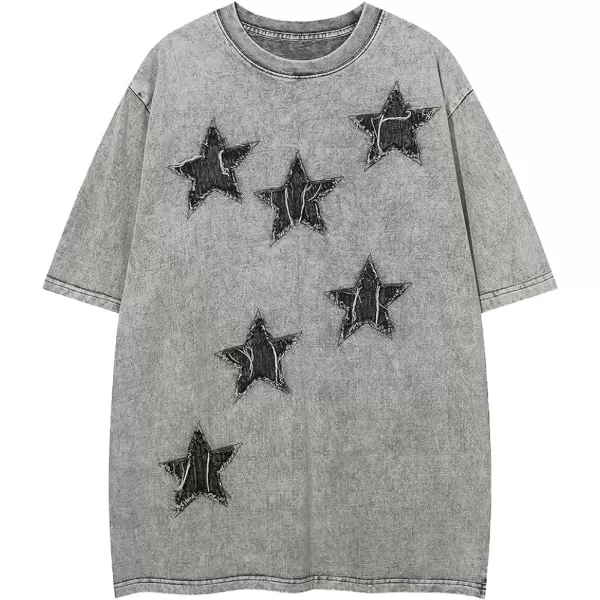 Aelfric Eden Mens Vintage Oversized Tee Shirts Doggy Graphic Print Crewneck Crop Tops Streetwear Cotton Short Sleeve58grey