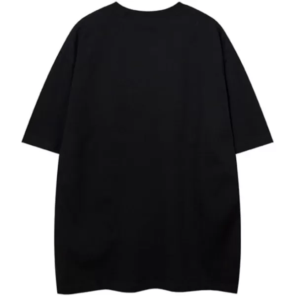 Aelfric Eden Mens Vintage Oversized Tee Shirts Doggy Graphic Print Crewneck Crop Tops Streetwear Cotton Short SleeveAa01black