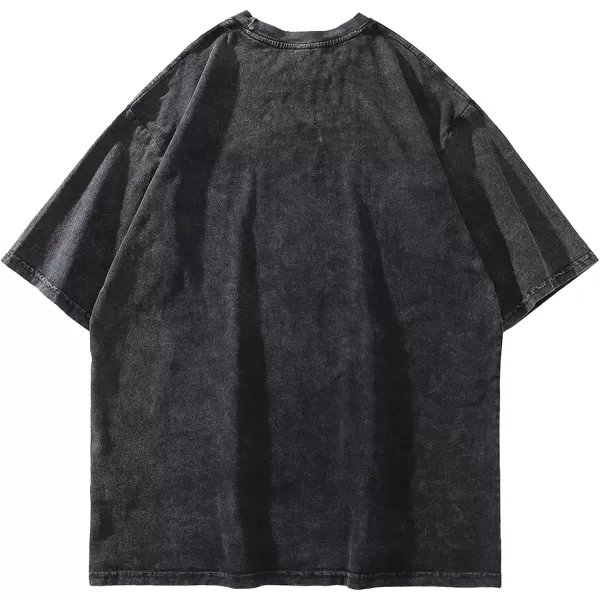 Aelfric Eden Mens Vintage Oversized Tee Shirts Doggy Graphic Print Crewneck Crop Tops Streetwear Cotton Short SleeveBlack19