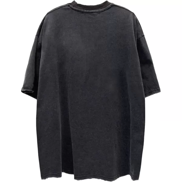 Aelfric Eden Mens Vintage Oversized Tee Shirts Doggy Graphic Print Crewneck Crop Tops Streetwear Cotton Short SleeveW10black