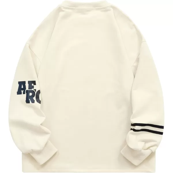 Aelfric Eden Oversized Crewneck Sweatshirts for Men Vintage Graphic Pullover Loose Fit Streetwear Long Sleeve TopBeige
