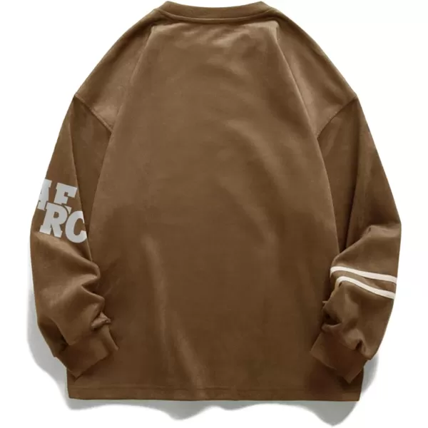 Aelfric Eden Oversized Crewneck Sweatshirts for Men Vintage Graphic Pullover Loose Fit Streetwear Long Sleeve TopBrown