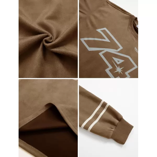 Aelfric Eden Oversized Crewneck Sweatshirts for Men Vintage Graphic Pullover Loose Fit Streetwear Long Sleeve TopBrown
