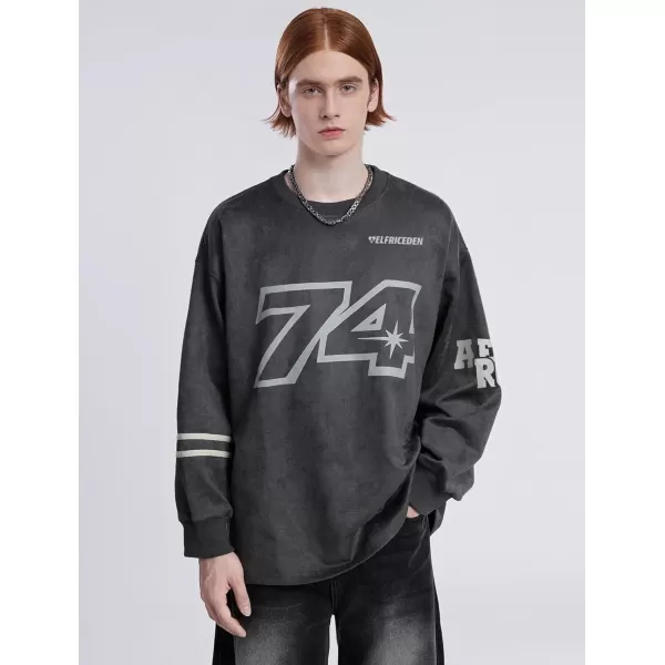 Aelfric Eden Oversized Crewneck Sweatshirts for Men Vintage Graphic Pullover Loose Fit Streetwear Long Sleeve TopGrey
