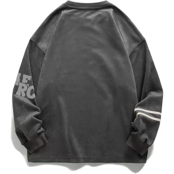Aelfric Eden Oversized Crewneck Sweatshirts for Men Vintage Graphic Pullover Loose Fit Streetwear Long Sleeve TopGrey