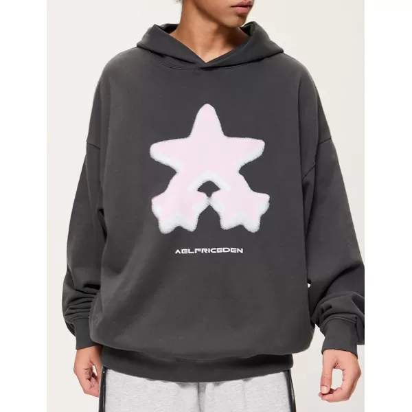 Aelfric Eden Oversized Hoodie Heavyweight Vintage Streetwear Star Graphic Hoodies Pullover with PocketsGrey