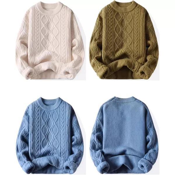 Aelfric Eden Oversized Knit Sweater Solid Vintage Pullover Sweater Unisex Woven Crewneck Knitted Tops01beige