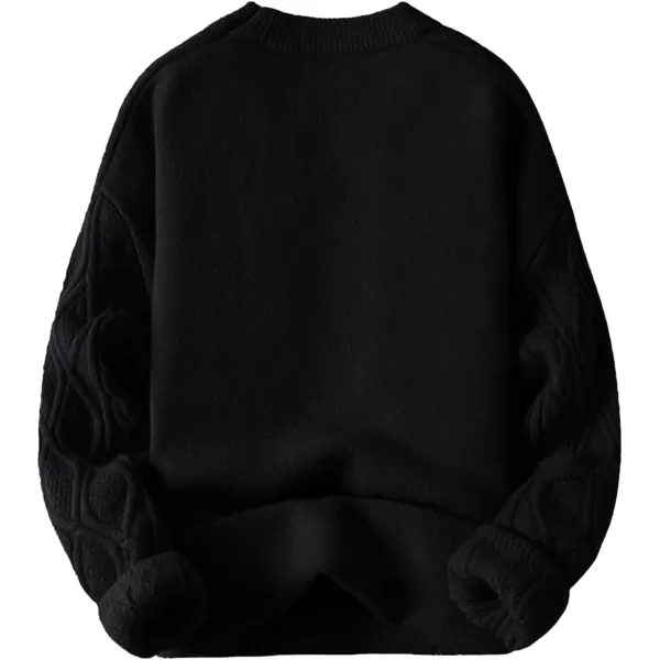 Aelfric Eden Oversized Knit Sweater Solid Vintage Pullover Sweater Unisex Woven Crewneck Knitted Tops01black