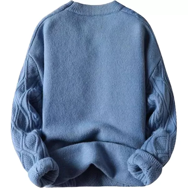 Aelfric Eden Oversized Knit Sweater Solid Vintage Pullover Sweater Unisex Woven Crewneck Knitted Tops01blue